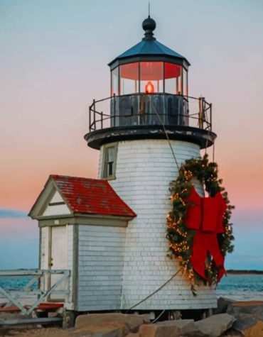 Christmas Lighthouse Seascape Paint By Numbers