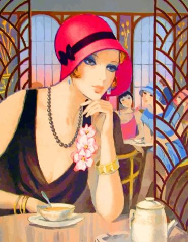 Deco Lady with Coffee Paint By Numbers