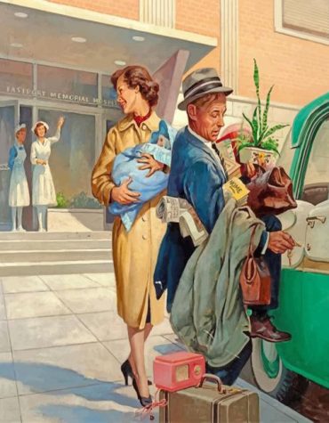 Woman with Newborn Leaving Hospital Paint By Numbers