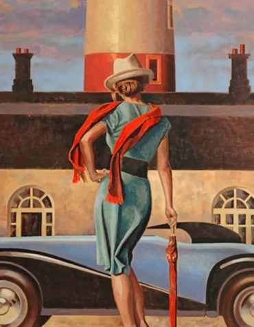 Vintage Lady with Umbrella Paint By Numbers