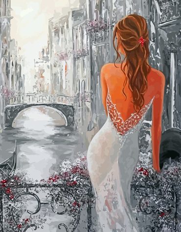 Elegant Woman in White Paint By Numbers