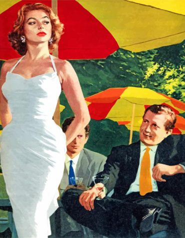 Vintage Woman in White Paint By Numbers