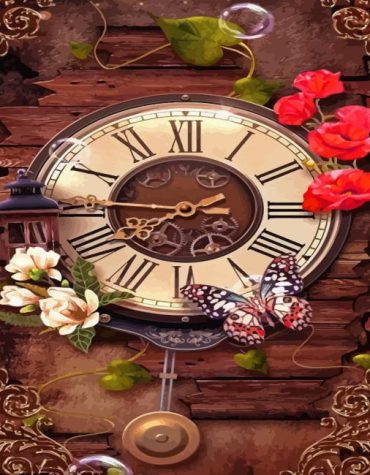 Vintage Clock Butterfly Paint By Numbers