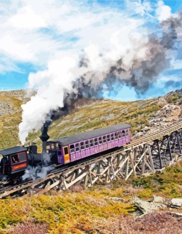 Cog Railroad Engines Paint By Numbers
