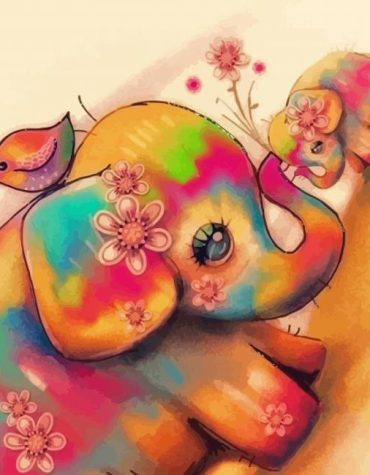 Colorful Elephant Baby Animals Paint By Numbers