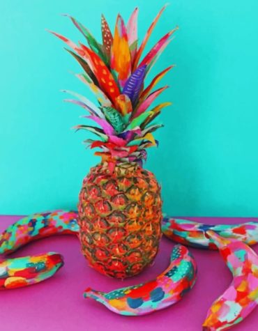 Colorful Pineapple and Banana Fruits Paint By Numbers