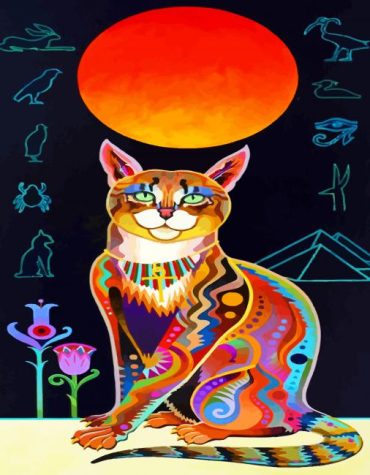 Colorful Feline Egyptian Paint By Numbers