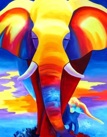 Colorful Bull Elephant Paint By Numbers