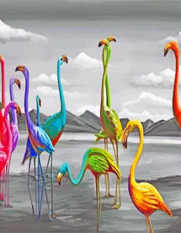 Colorful Flamingos Birds Paint By Numbers