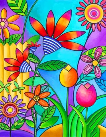 Colorful Abstract Flowers Paint By Numbers