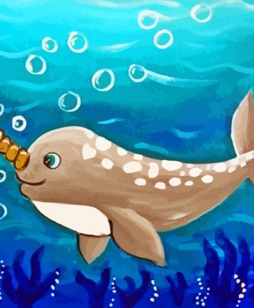 Cartoon Narwhal Underwater Paint By Numbers