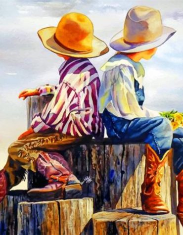Western Cowboy Siblings Paint By Numbers
