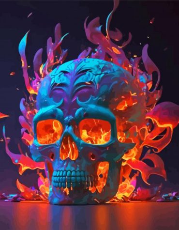 Flaming Skull Masterpiece Paint By Numbers