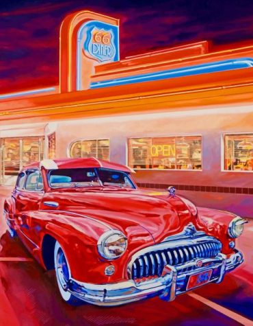 Vintage Red Muscle Car Paint By Numbers