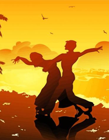 Beach Couple Silhouette Paint By Numbers