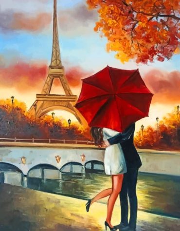 Romantic Parisian Couple Paint By Numbers