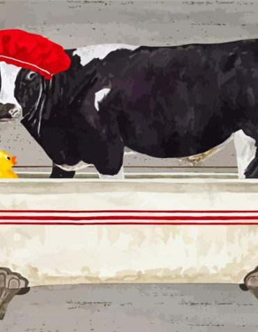 Cute Cow Shower Fun Paint By Numbers