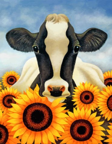 Cow and Sunflower Paint By Numbers