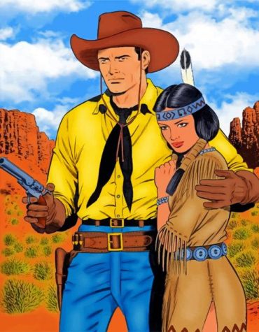 Cowboy and Native Woman Romance Paint By Numbers