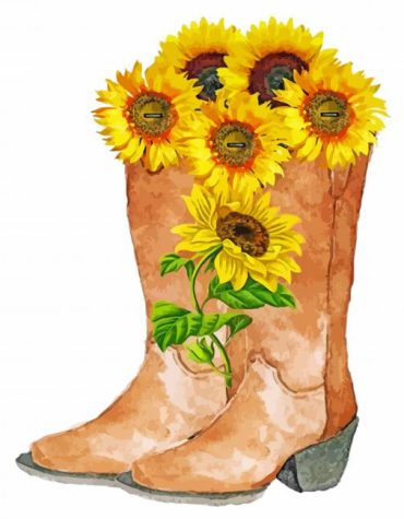Sunflower Cowboy Boots Paint By Numbers