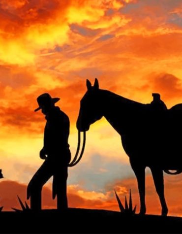 Western Cowboy Horse Silhouette Paint By Numbers