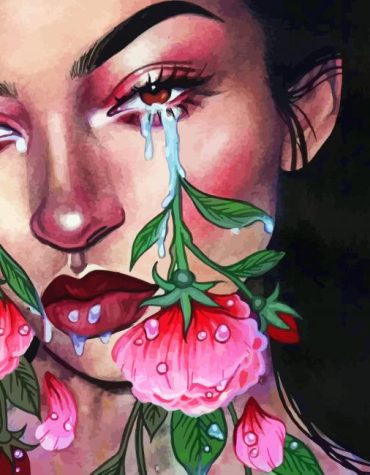 Crying Pink Flowers Paint By Numbers