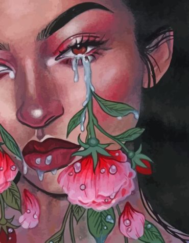 Crying Woman with Roses Paint By Numbers