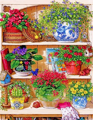 Cupboard Flower Pot Paint By Numbers