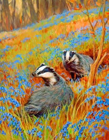 Cute Badger Landscapes Paint By Numbers