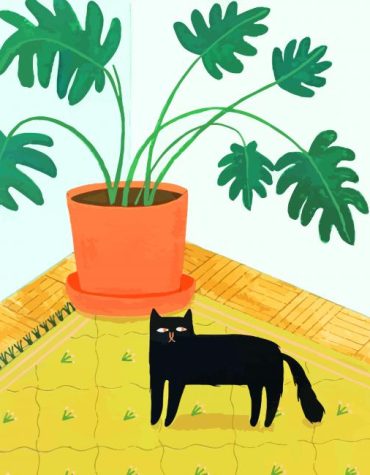 Cute Cat and Greenery Paint By Numbers