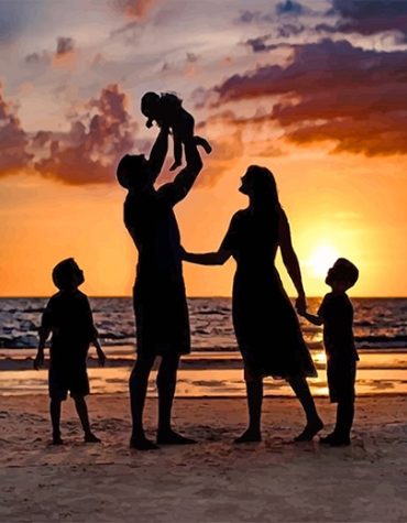Silhouette Family at Sunset Paint By Numbers