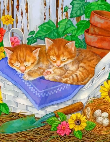 Cute Cats and Flowers Paint By Numbers