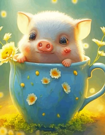 Cute Pig Mug Paint By Numbers