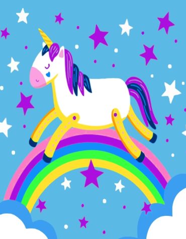 Cute Unicorns with Rainbows Paint By Numbers