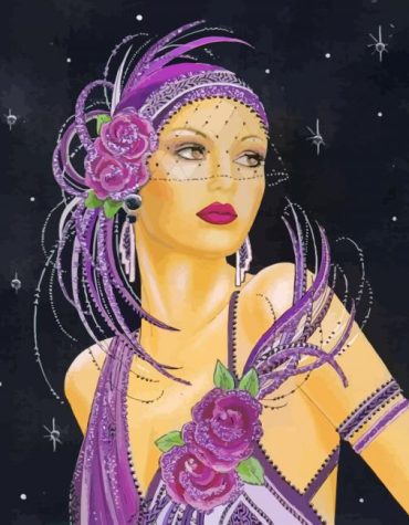 Purple Deco Woman Paint By Numbers