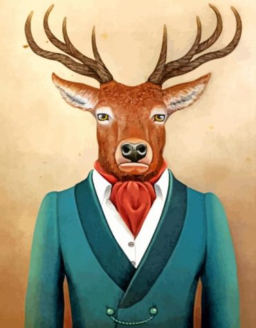 Mr. Deer in a Suit Paint By Numbers