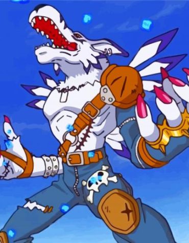 Weregarurumon Howls Digimon Paint By Numbers