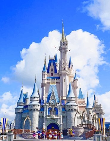 Disney Cinderella Castle Blue Sky Paint By Numbers