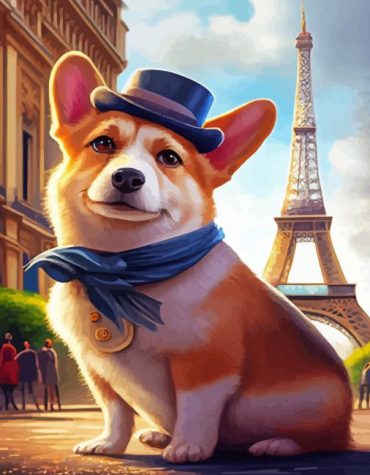 Dog In Paris Eiffel Tower Paint By Numbers