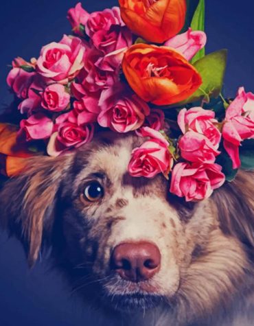 Dog with Flower Crown Paint By Numbers