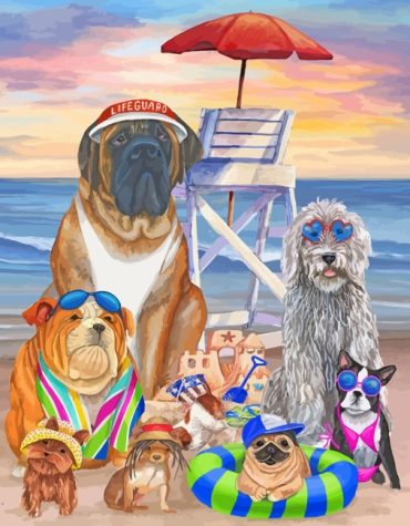 Summer Fun Dogs Paint By Numbers