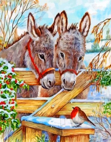 Donkeys and Cardinals Paint By Numbers