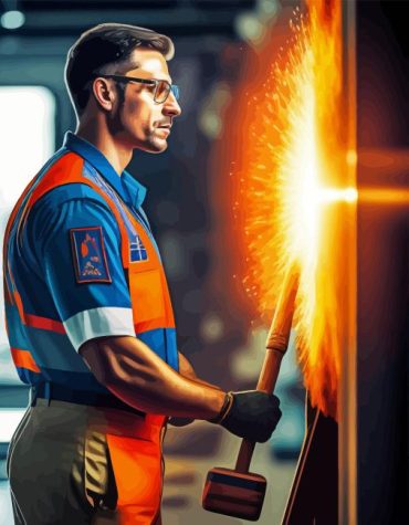 Engineer Hammer Flame Art Paint By Numbers