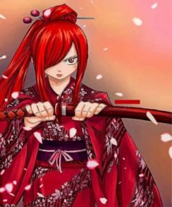 Erza Scarlet Anime Art Paint By Numbers