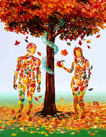 Eve And Adam Maple Leaves Paint By Numbers