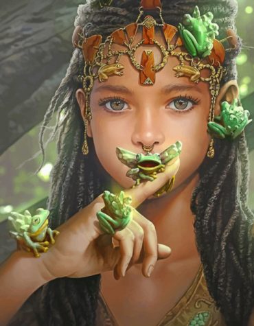 Fantastic Girl and Frogs Paint By Numbers