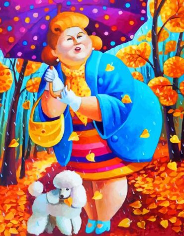 Curvy Woman and Puppy Paint By Numbers