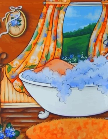 Fat Woman Bathing Paint By Numbers