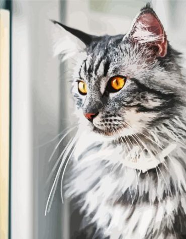 Fierce Orange Eye Cat Paint By Numbers