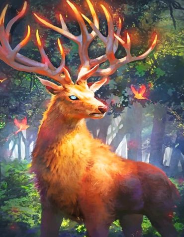 Fiery Deer Scene Paint By Numbers